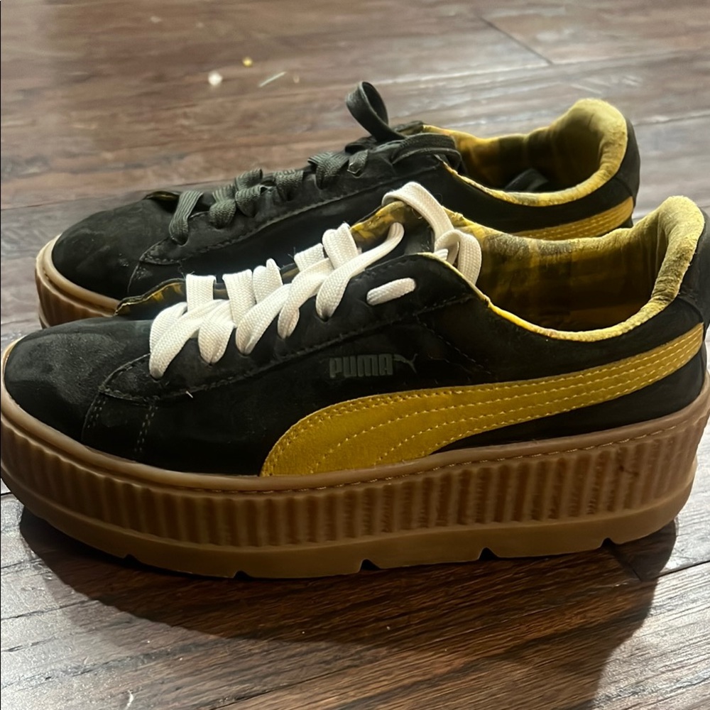 Fenty Rihanna Puma Women's Black and Yellow Platform Sneakers